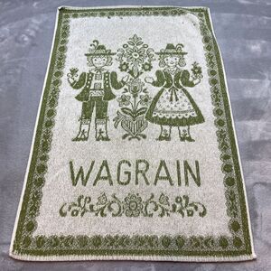 Vintage Wagrain Austria Hand Dish Towel‎ Cotton Terrycloth Green White Folk Art